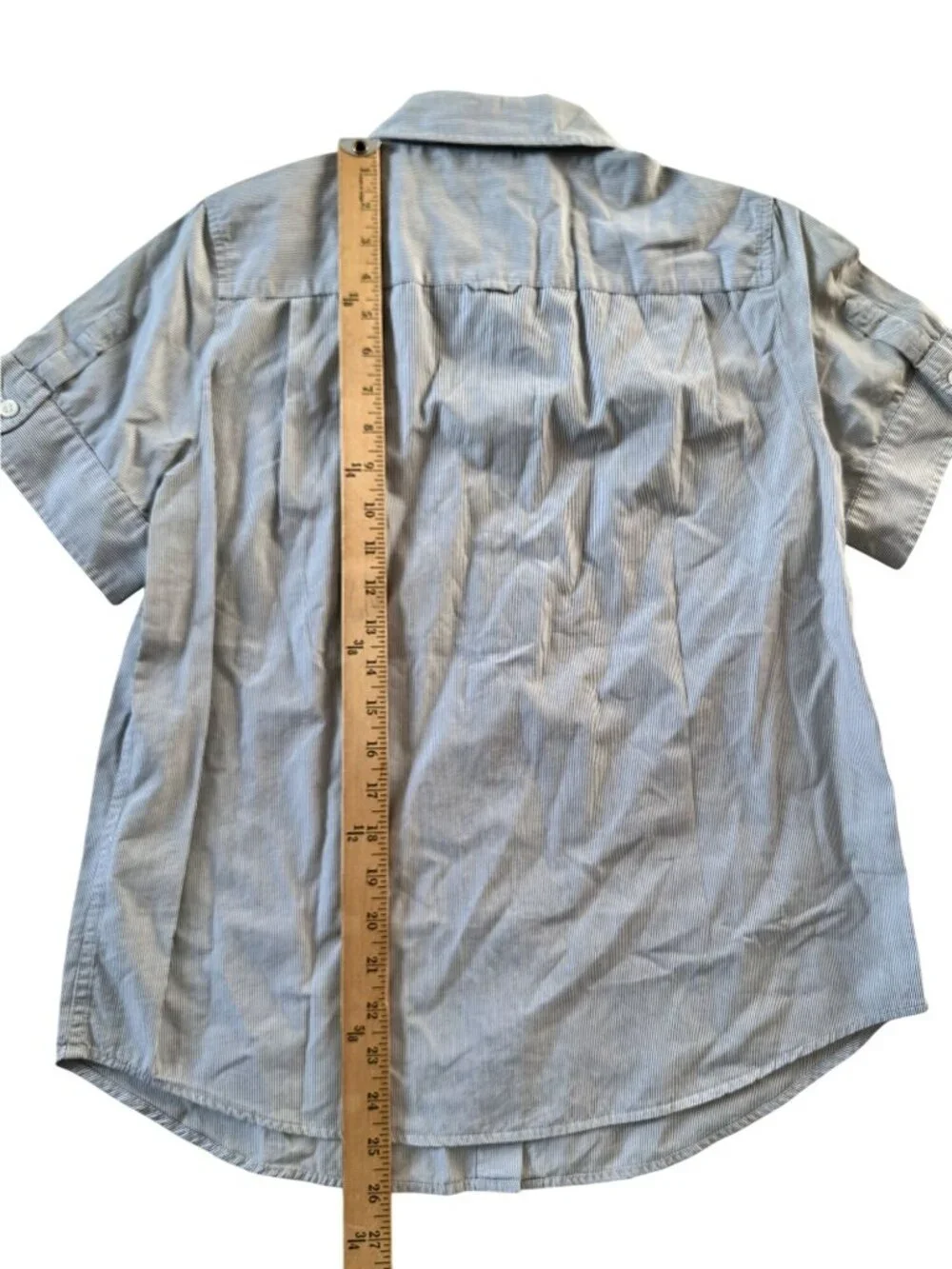 J.Crew Striped Shirt 12 Short Sleeve Button Down Cotton Blue White Style 82443